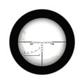 Crosshairs of a sniper scope reticle. Cross hairs of a rifle gun aiming optical viewfinder. Royalty Free Stock Photo