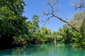 Crossing the Acheron river, on board on a traditional boat, beautiful natural environment, near Parga, Epirus - Greece