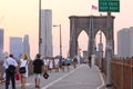 Crossing Brooklyn Bridge Royalty Free Stock Photo