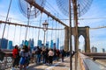 Crossing Brooklyn Bridge, New York City, USA Royalty Free Stock Photo