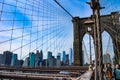 Crossing Brooklyn Bridge, New York City, USA Royalty Free Stock Photo