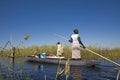 Crossing the delta by using Mokoro boat.