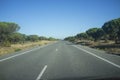 Crossing Donana Natural Park by N-442 road, Spain