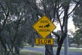 Crossing ducks road warning sign australia traffic Royalty Free Stock Photo