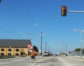 Crossing guard near Lanier Elementary School in Tulsa Oklahoma 10 - 13 - 2017 Royalty Free Stock Photo