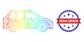 Net Car Web Mesh Icon with Rainbow Gradient and Distress Bicolor Wisconsin Seal