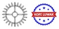 Network Clock Gearwheel Mesh and Textured Bicolor Kopi Luwak Stamp