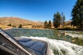 Crossing mountain river in the Kazakhstan Royalty Free Stock Photo