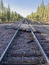 A crossing over the railroad tracks of the Gateway Subdivision in Northern California, USA Royalty Free Stock Photo