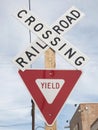 Crossing railroad street sign Royalty Free Stock Photo