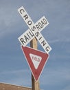 Crossing railroad street sign Royalty Free Stock Photo