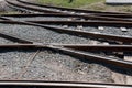 Crossing railway tracks rails Royalty Free Stock Photo
