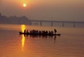 indian boat with passengers crossing river Aluva Kerala India Royalty Free Stock Photo