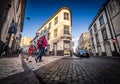 Crossing the road in Ponta Delgada