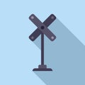 Crossing sign icon flat vector. Train barrier