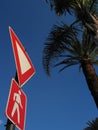 Crossing sign and palm trees Royalty Free Stock Photo