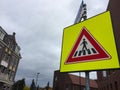 Crossing sign. Traffic regulations.Metal sign