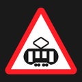 Crossing with a tram sign line flat icon