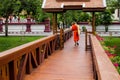 Crossing wooden bridge