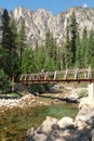 Crossing a wooden bridge in the high Sierras Royalty Free Stock Photo