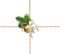 Ribbons of burlap rope for christmas decorations Royalty Free Stock Photo