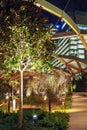 Crossrail Place Roof Garden, planted rooftop recreation space above the Crossrail train station in Canary Wharf. Royalty Free Stock Photo