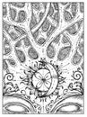 Crossroad. Black and white mystic concept for Lenormand oracle tarot card