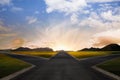 Crossroad at dawn in rural landscape