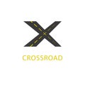 Road logo mockup crossroad, transport icon, letter X navigation emblem