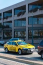 Taxi on the Embarcadero street in San Francisco. Traffic on the road in San Francisco Royalty Free Stock Photo