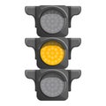 Crossroad semaphore yellow light icon, cartoon style