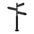 Crossroad sign icon in black style isolated on white background. Rest and travel symbol