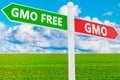 Crossroad Signpost with GMO free Royalty Free Stock Photo
