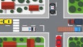 Crossroad top view vector illustration building map. City car game landscape traffic urban. Pedestrian background transport Royalty Free Stock Photo
