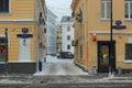 Crossroads with a barrier on Pokrovka street Royalty Free Stock Photo