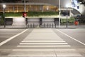 crossroads in the city center at night