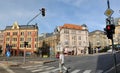 Crossroads in the Czech town Royalty Free Stock Photo
