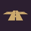 The crossroads icon. Crossway and crossing, intersection, road, route symbol. Flat
