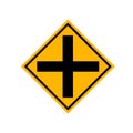 Crossroads Junction Traffic Road Sign,Vector Illustration Isolate On White Background Label Royalty Free Stock Photo