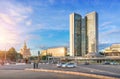 Crossroads of New Arbat and Konyushkovskaya street. Caption: Shopping Center Sphere