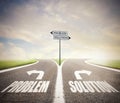Crossroads with problem and solution way. Concept of right decision. Royalty Free Stock Photo