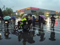 Crossroads of rain day in beijing