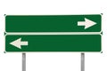 Crossroads Road Sign Two Arrow Green Isolated