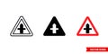 Crossroads sign icon of 3 types color, black and white, outline. Isolated vector sign symbol