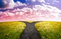 Crossroads in sunset time Royalty Free Stock Photo