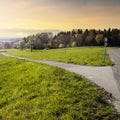 Crossroads with a traffic sign Royalty Free Stock Photo