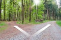 Crossroads two different directions - Choose the correct way. Royalty Free Stock Photo
