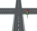 Crossroads view flat intersection trafficlight vector illustration