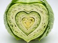 Crosssection of cabbage reveals heart shape in the center Royalty Free Stock Photo