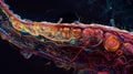 A crosssectional view of a nematode revealing the complex network of muscles and systems that allow this tiny organism